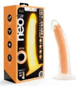 Neo Elite Glow in the Dark - Lavo - 7 Inch Silicone Dual Density Dildo - Neon Orange - Image 6